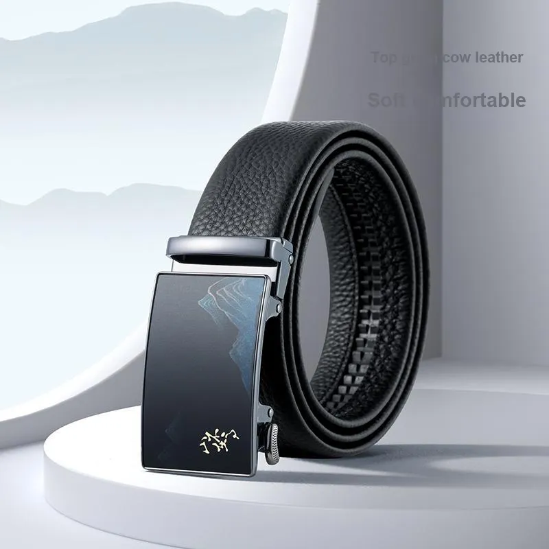 HLA Top Grain Cow Leather Belts Men's Width 3.5cm-4