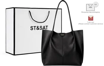 ST&SAT Cow Leather Tote Bag, Shoulder Bag, Handbag Regular Women's Black/Brown