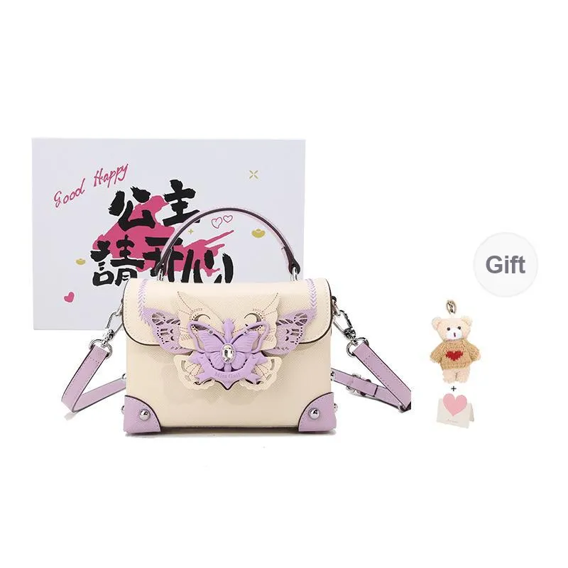 BUHOWE PU Handbag Women's White & Purple-0
