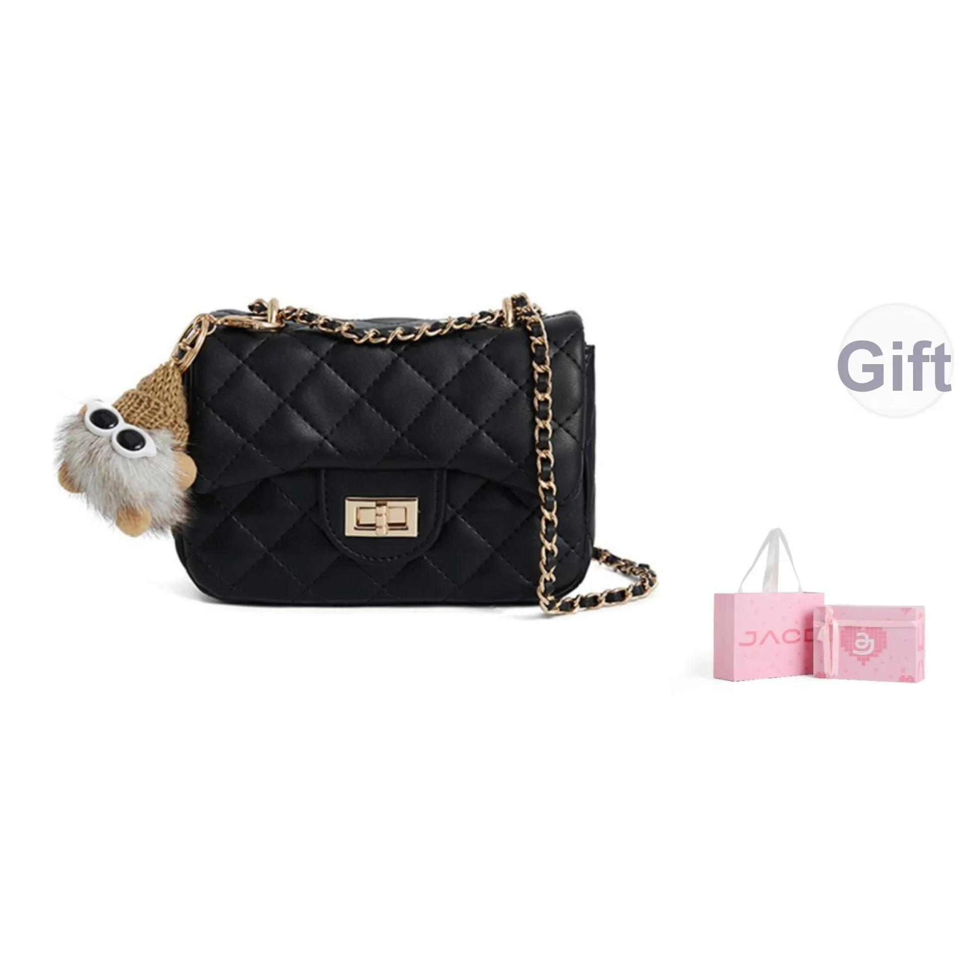 JACD ПУ (полиуретан) Сумка через плечо Средняя Женская Черная Белая