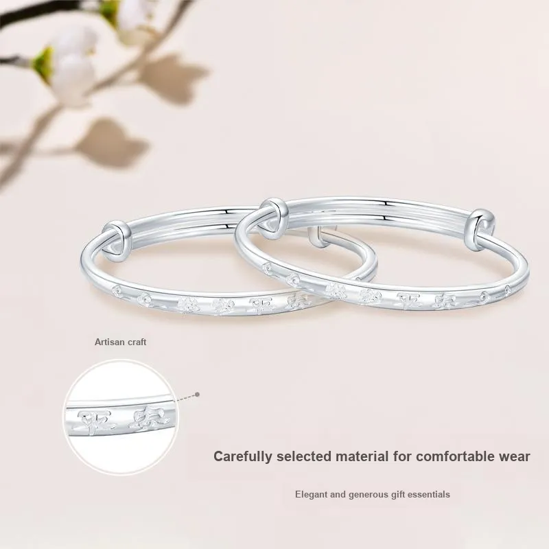 JINLIUFUJIXIANG 999 Fine Silver Bangles Kids'-3