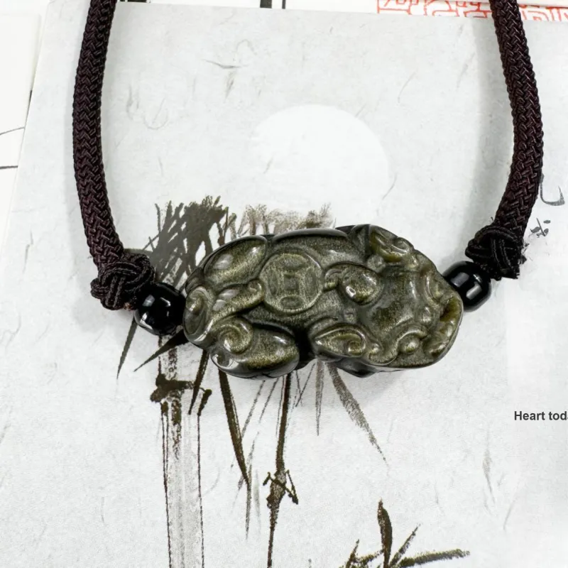 Tang Zhi Obsidian Necklaces Unisex-4