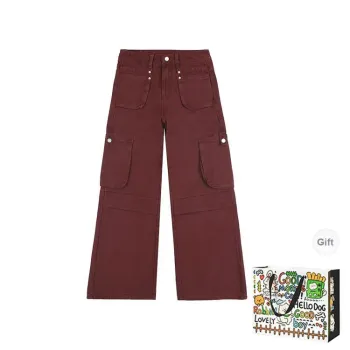 PZHK Cargo Pants Women's Red Shopping Bag