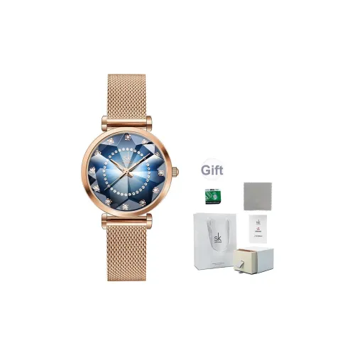 SHENGKE Кварцевые Механические Часы Женские Синий Циферблат