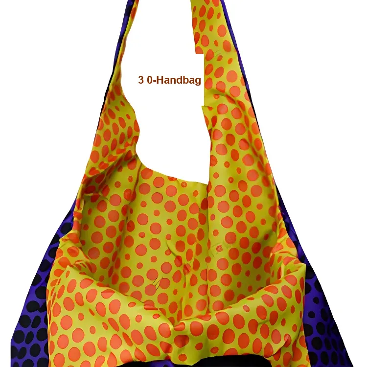 GAGA EQUIPMENT Nylon Tote Bag, Shopping Bag, Handbag, Shoulder Bag Trumpets Unisex Yellow Purple Polka Dot-2