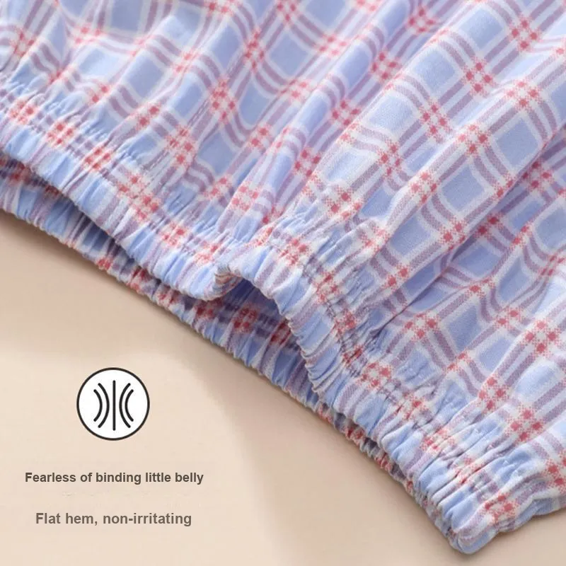 FENTENG Pajama Set Women's Purple Plaid-3