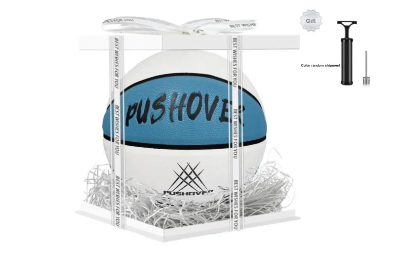 PUSHOVER PU Basketball Blue White Size 7 Training-15