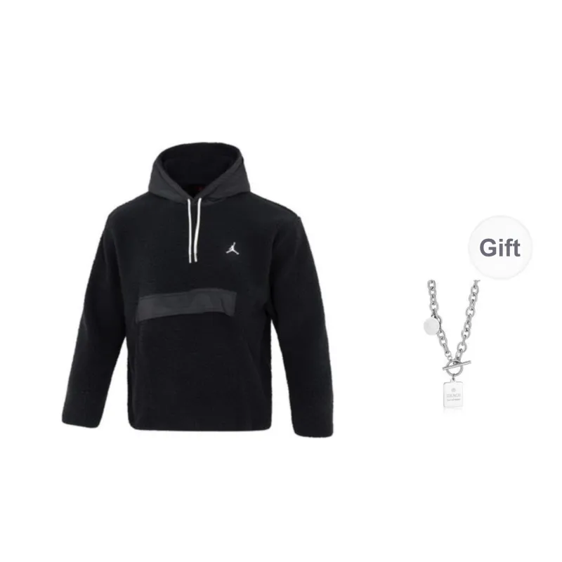 Jordan Sweatshirts Unisex Black Comes With Necklace-0