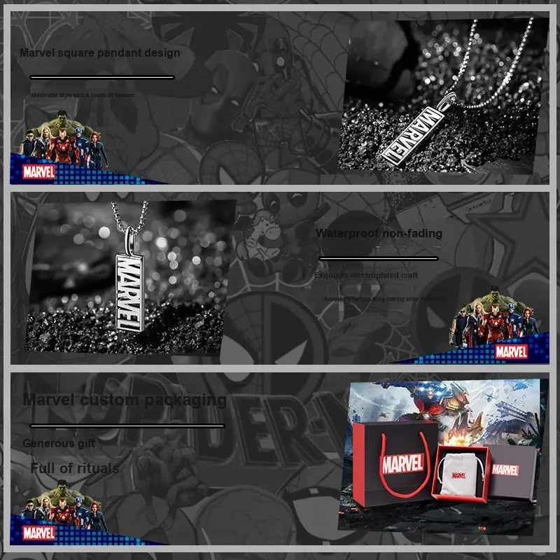 Disney Marvel Series Copper Necklaces Unisex Silver-9