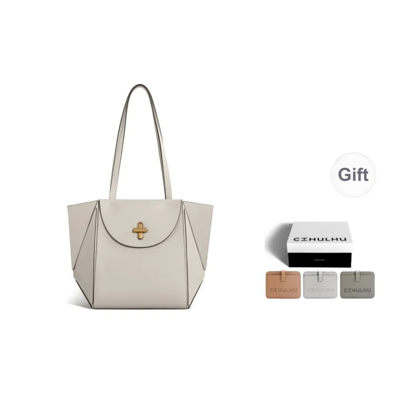 Cthulhu Cow Leather Elegant Minimalist Style Capsule Foldable Shoulder Bag Medium Size Women's Black/Beige/Gray/White-5
