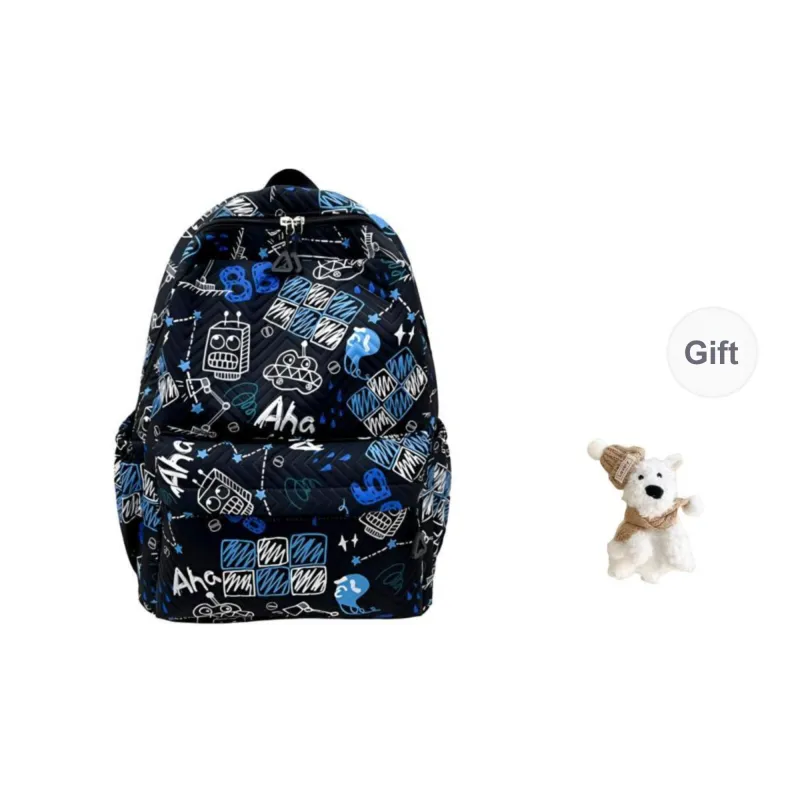 Yalu Nylon Fabric Backpack Unisex White/Sky Blue/Lake Blue-18