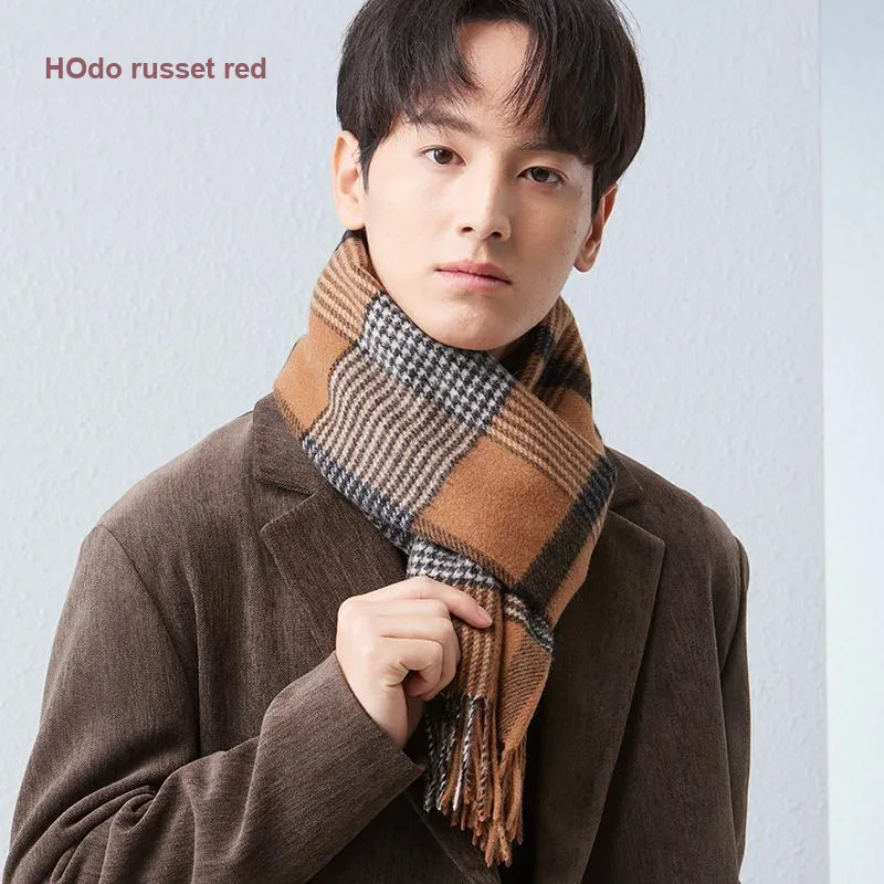 Red Bean Wool Knit Scarves Men's-22
