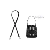 Coach Black 1.1cm Shoulder Strap (Litchi Grain Lock with Silver-Tone Buckle)
