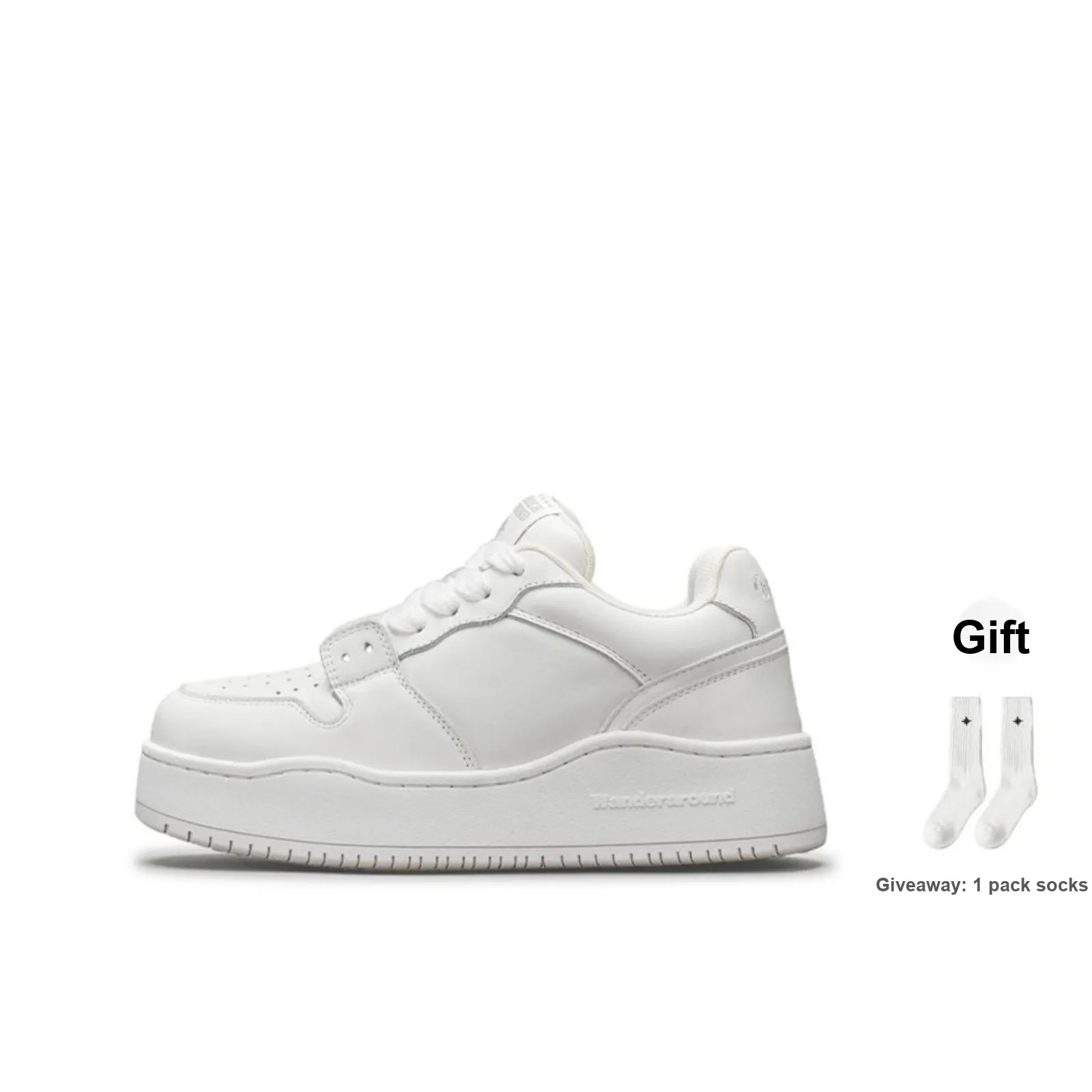 WANDER AROUND Low Top Casual Skateboard Shoes Unisex White