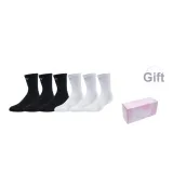 Rose Box+6 Pack (White *3+Black *3-Crew Socks)