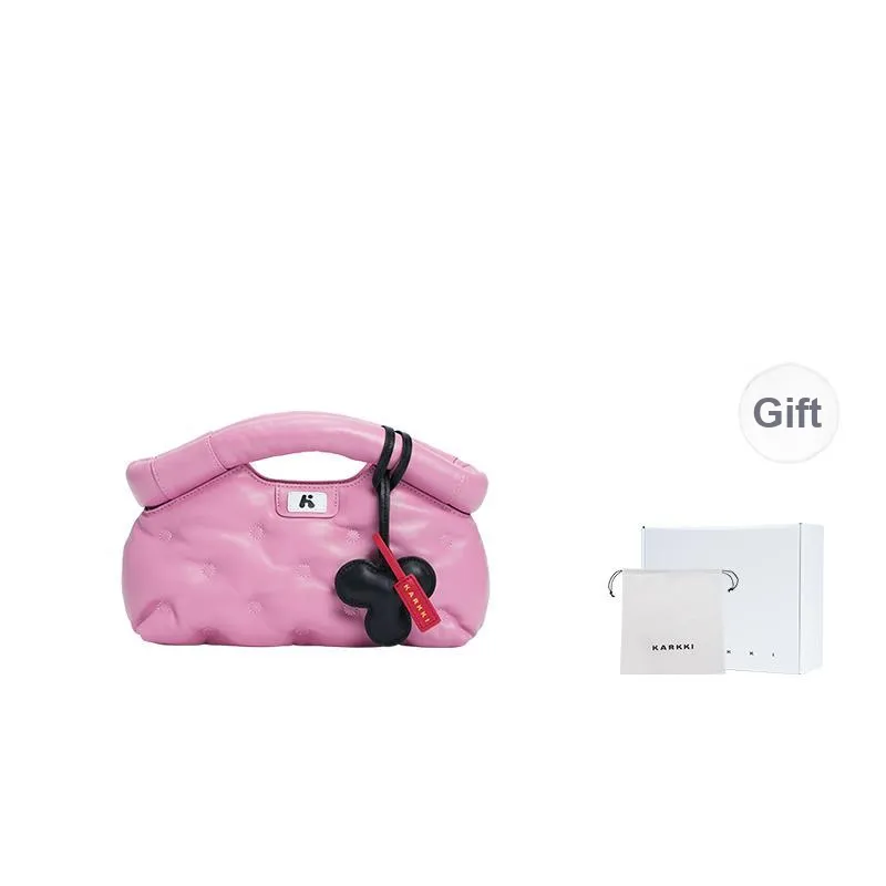 Karkki Fashionable Designer Model Lambskin Crossbody Bag Medium Size Women
s Pink