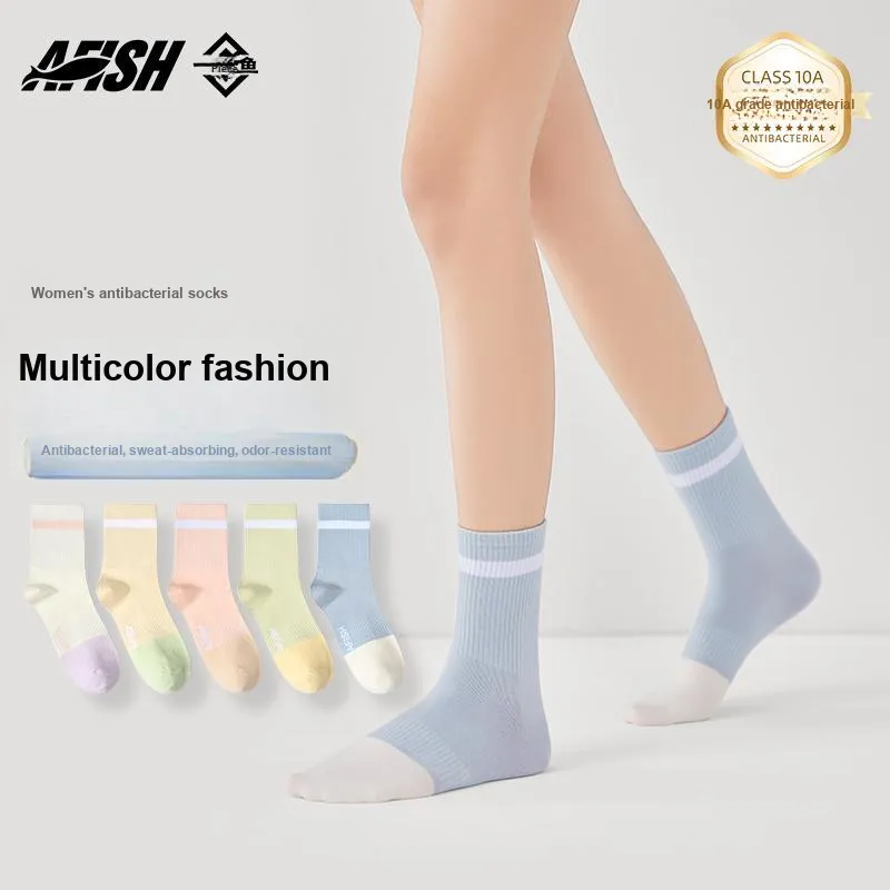 AFISH Mid Calf Socks Women's 5 Pack Shopping Bag-0
