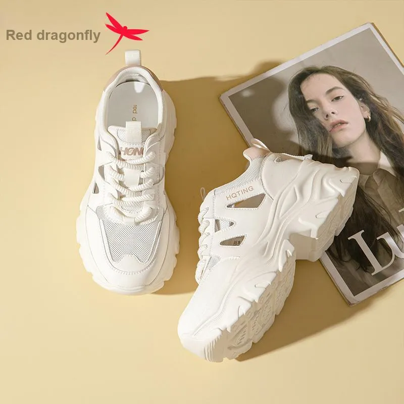 RED DRAGONFLY Breathable Coverage, Impact Resistant, Height Increasing Low Top Casual Shoes Women's Ecru-4