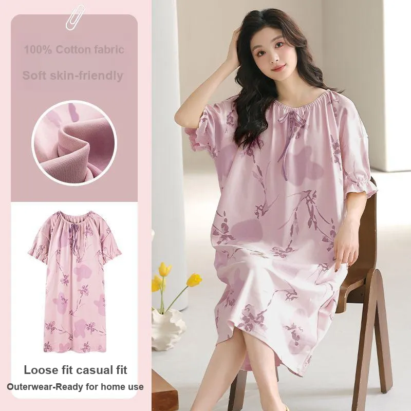 JINXU Nightgown Women's Light Lavender-1