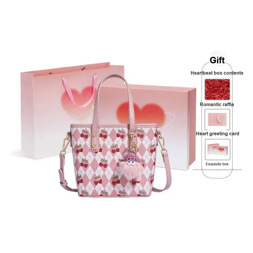 Old Man's Head PU Shoulder Bag Crossbody Bag Handbag Women's Strawberry Pink