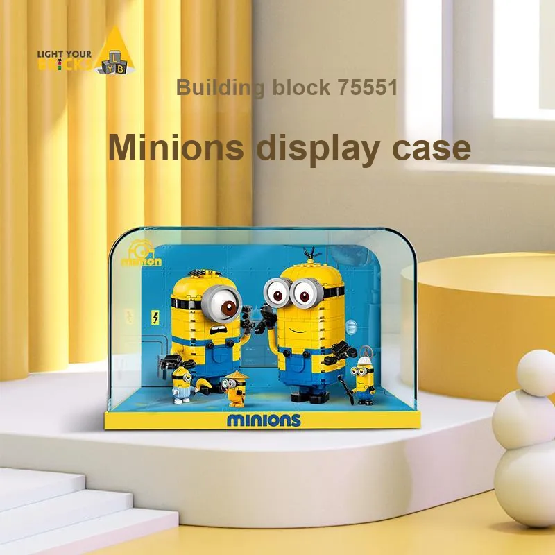 LIGHT YOUR BRICKS Minions Acrylic Display Case Toy Dust Cover Storage Box Model Accessories-2