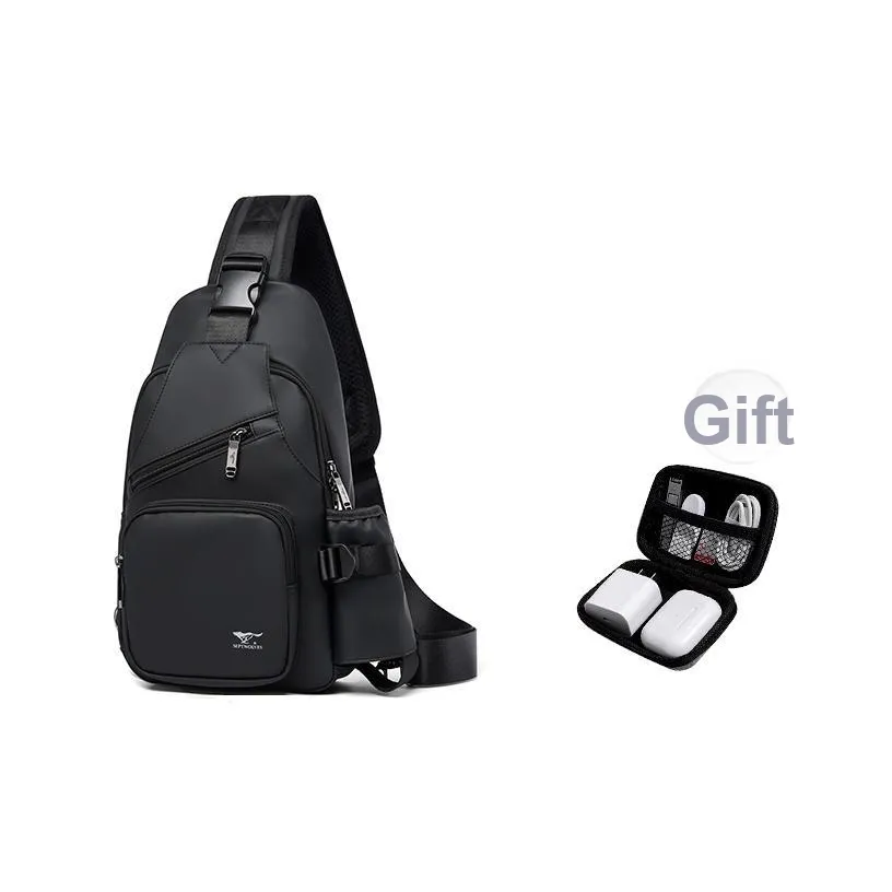 SEPTWOLVES Искусственная кожа Коммутирование Водонепроницаемая Сумка через плечо QPL Унисекс Черный