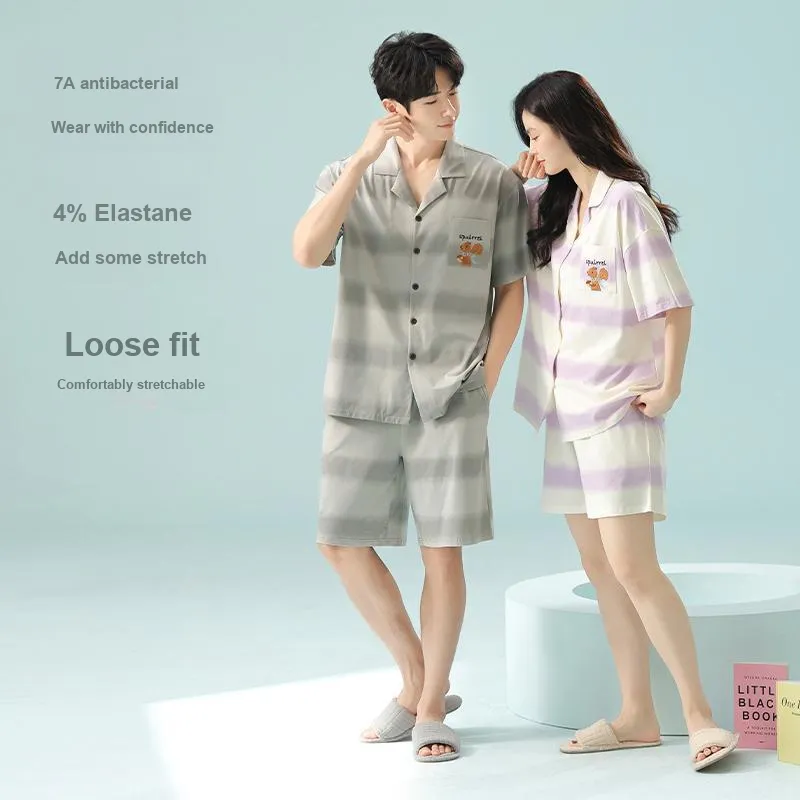 WANANNI Pajama Set Unisex Gray Cyan-2