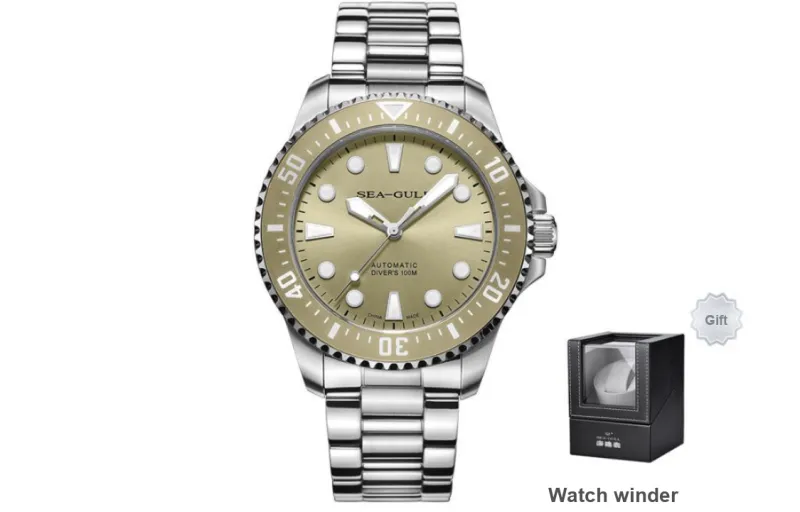 Sea Gull Ocean Series Automatic Mechanical Movement Steel Strap Watch Men's Watches Green Dial-7