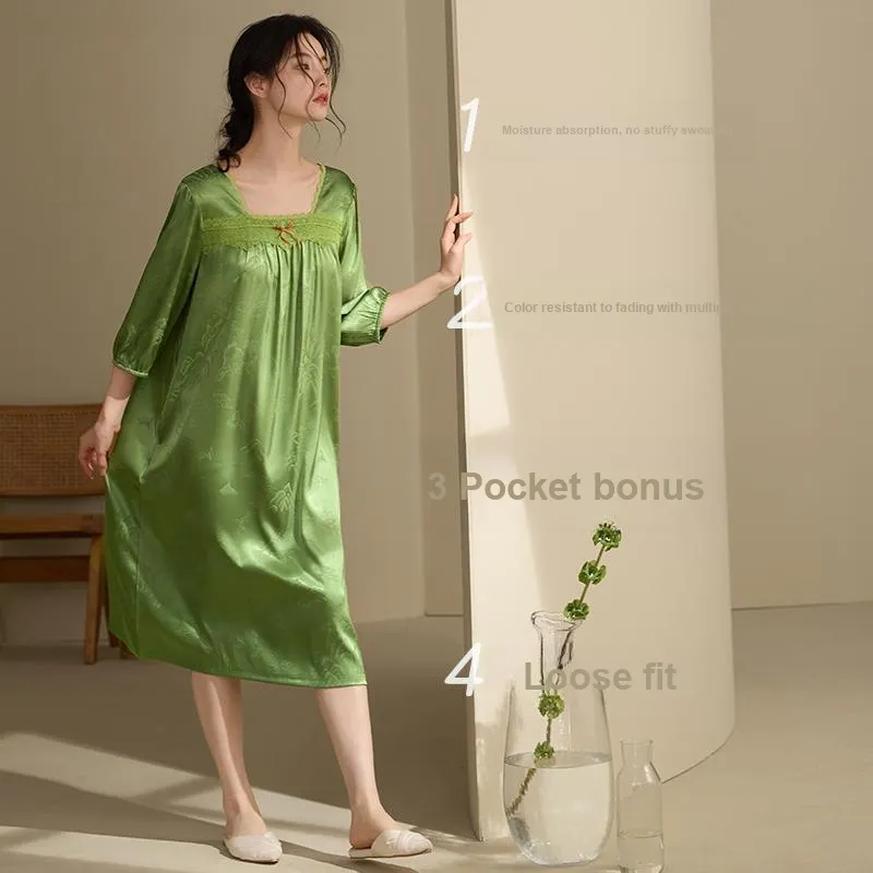 Xuan Liang Nightgown Women's Gift Box Set Pasture Grass Green-2