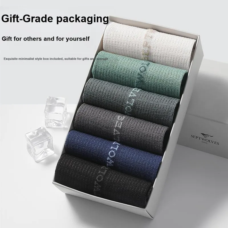 SEPTWOLVES Ankle Socks Men's 6 Pack Gift Box Set+Shopping Bag-7