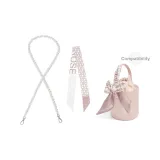 1.2cm Width Pearl Silver Plate Buckle 110cm+Pink Monogram Silk Scarf