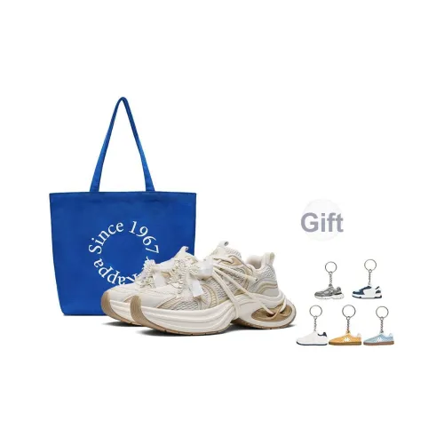 KAPPA Спина к Спине Поддержка Устойчивость к Износу Низкий Топ Толстая подошва Кроссовки Женские Экрю