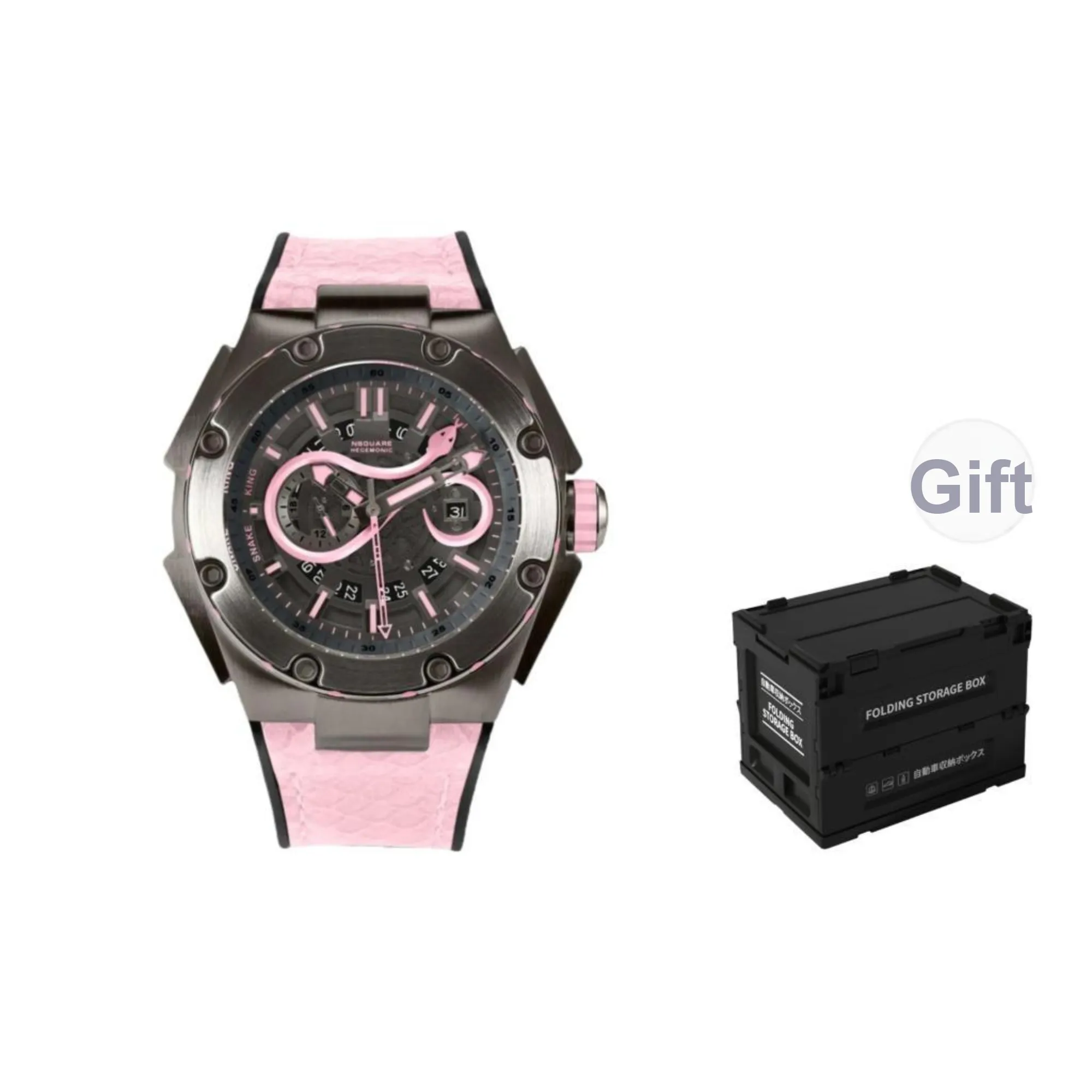 NSQUARE Automatic Mechanical Movement Watch Unisex Pink Watch Dial