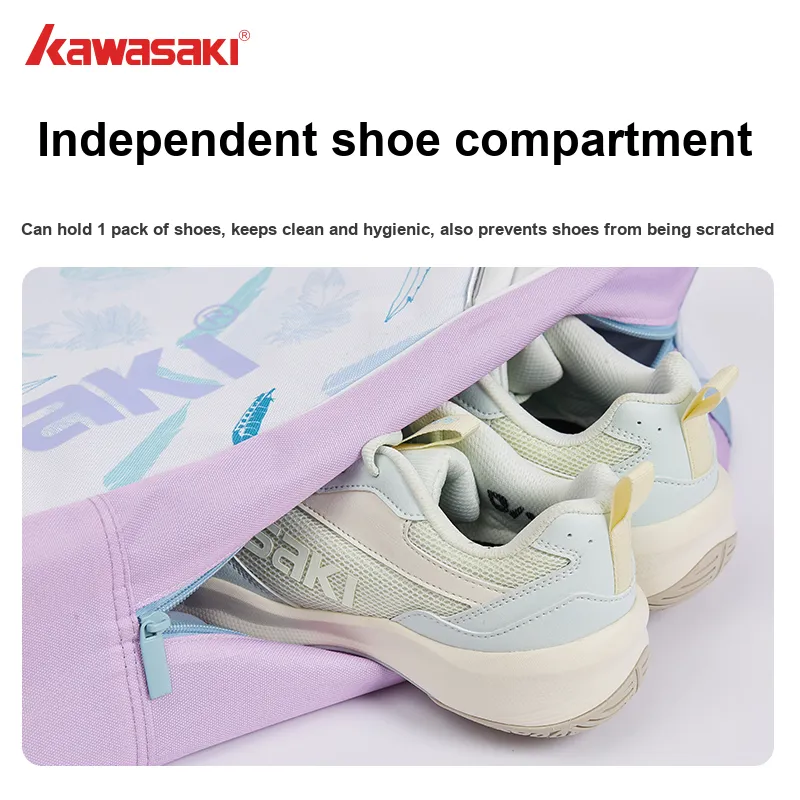 Kawasaki Badminton Racket Bags 3 Pack Preppy Style Shoulder Bag Unisex Independent Shoe Compartment-1
