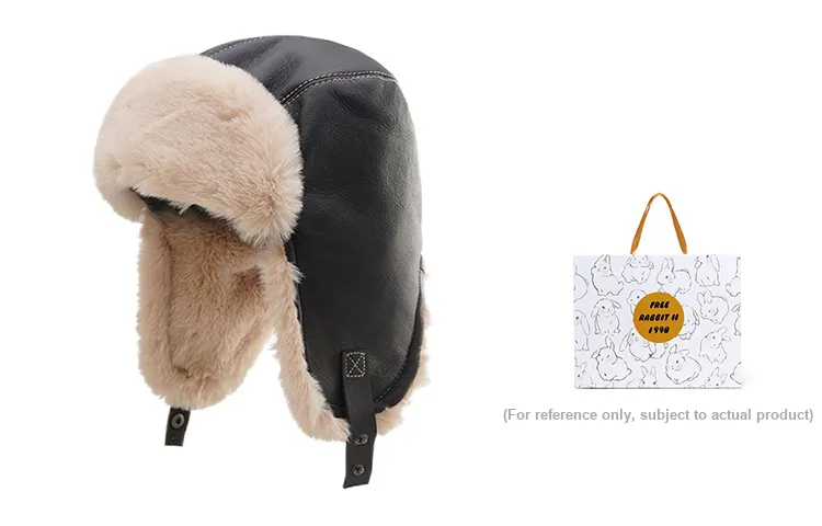 FREE RABBITⅡ Artificial Leather Trapper Hats Unisex-3