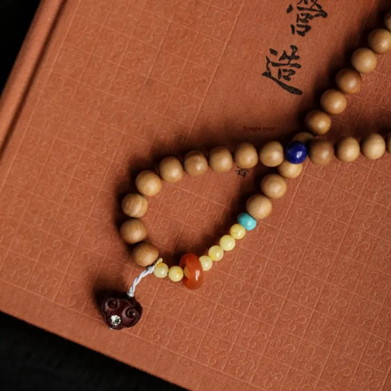 FANGYUANXIAOFU Laoshan Sandalwood Wooden Bracelets Unisex-4