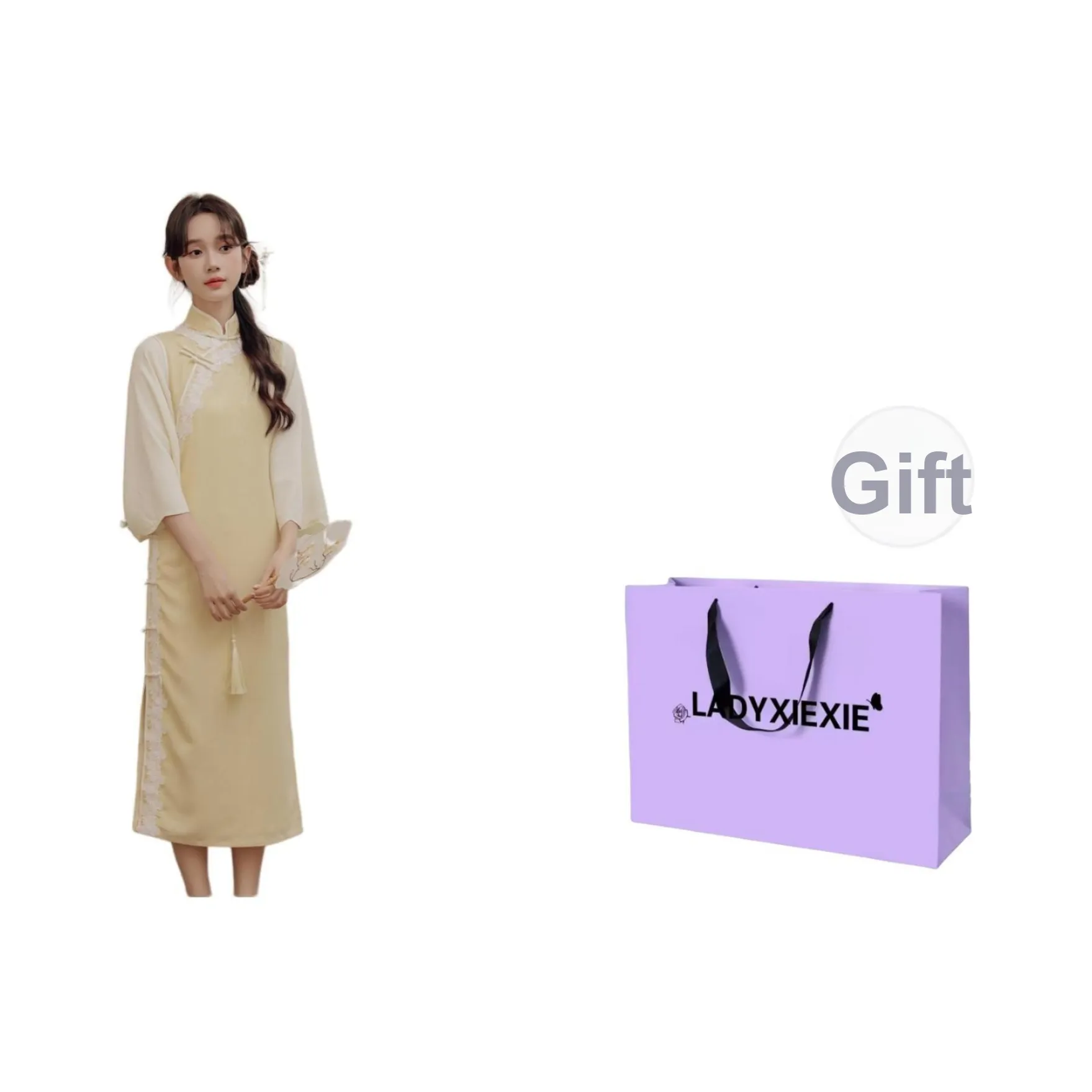 LADYXIEXIE Длинное платье с длинными рукавами женское