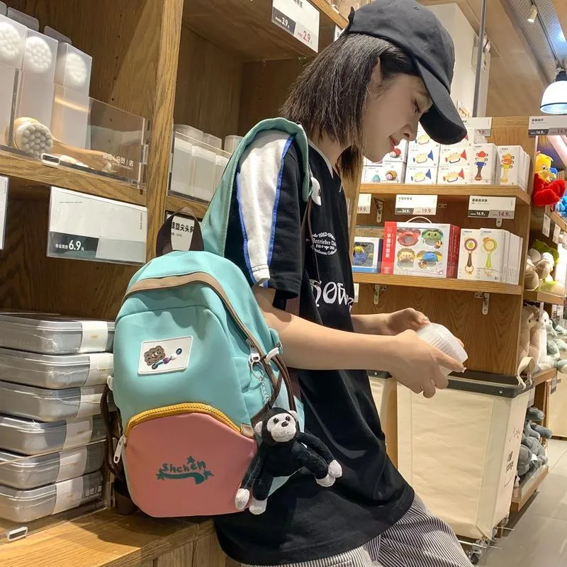 XIANGSU Nylon Backpack Unisex Green/Yellow/Gray-4