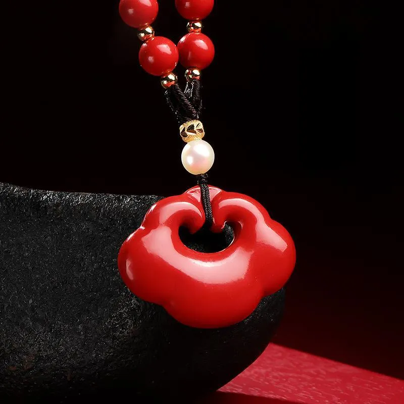 With The Heart Of The Jade Reconstructed Cinnabar Necklaces Unisex-5