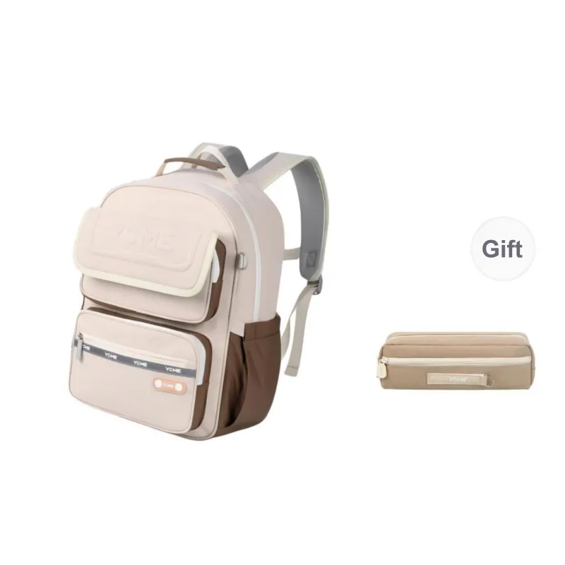 YOME Polyester Backpack Regular Unisex Khaki/Obsidian Black-1