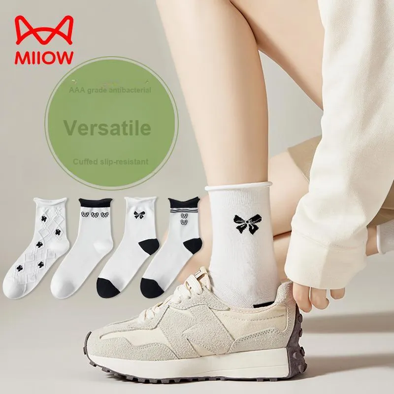 MIIOW Mid Calf Socks Women's 4 Pack-1