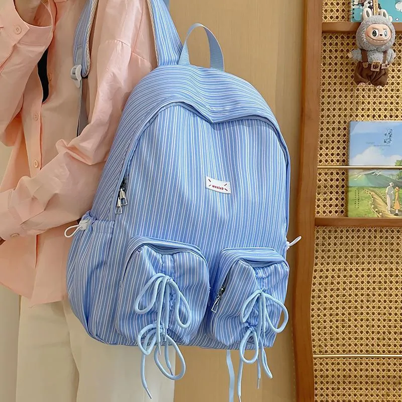 GEERDUN Nylon Backpack Women's White, Black, Light Blue-15