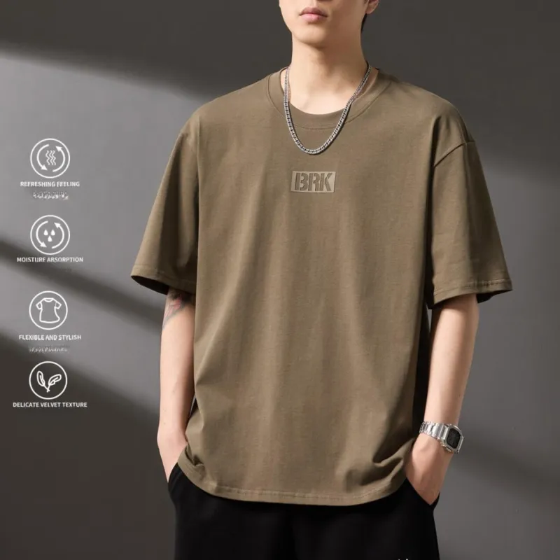 WOOD SOON Cotton Crew Neck Loose Fit Casual Half Sleeve T Shirt Top Unisex-19