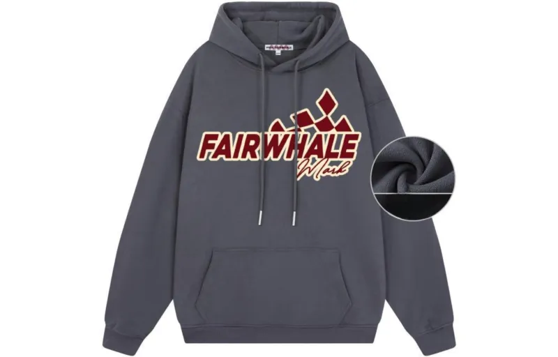 FAIRWHALE Letter Print Loose Fit Pullover Drop Shoulder Hoodie Unisex-23