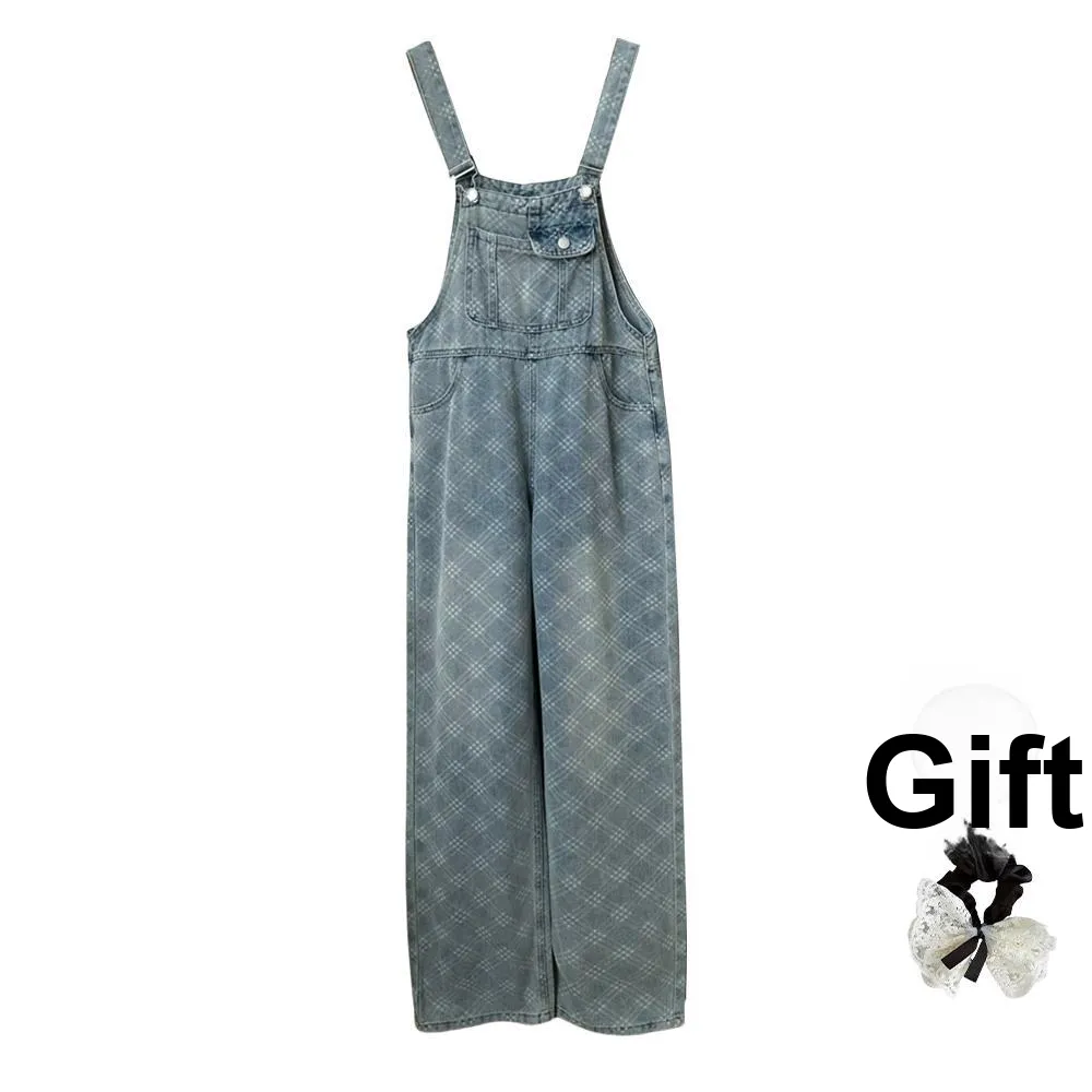 TUSHIFEI Overalls Women's Blue Pants+Hair Tie Comes With