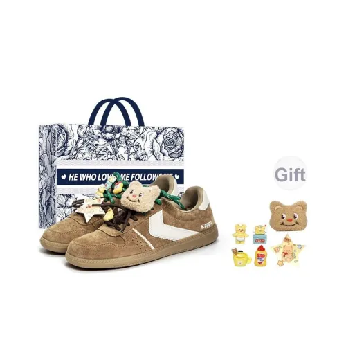 KAPPA Спина к Спине Немецкие армейские кроссовки Устойчивые к истиранию Низкий топ Скейтборд Кроссовки Унисекс Каштановый