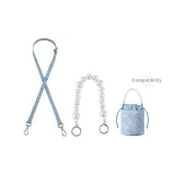 Blue Leather Strap Adjustable 90-120cm+Pearl Decorative Chain