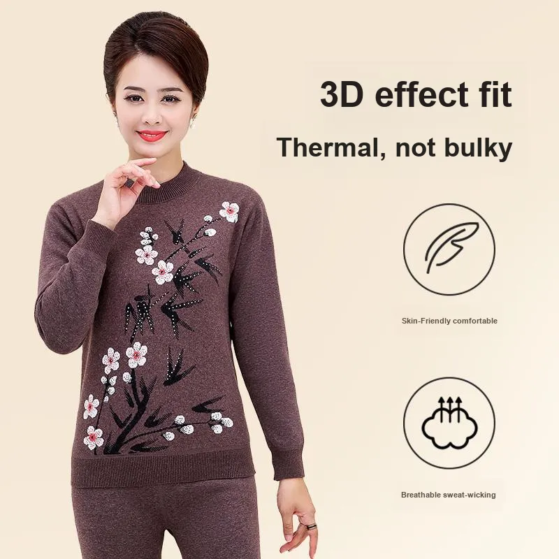 Cotton Gene Thermal Set Women's Coffee-2