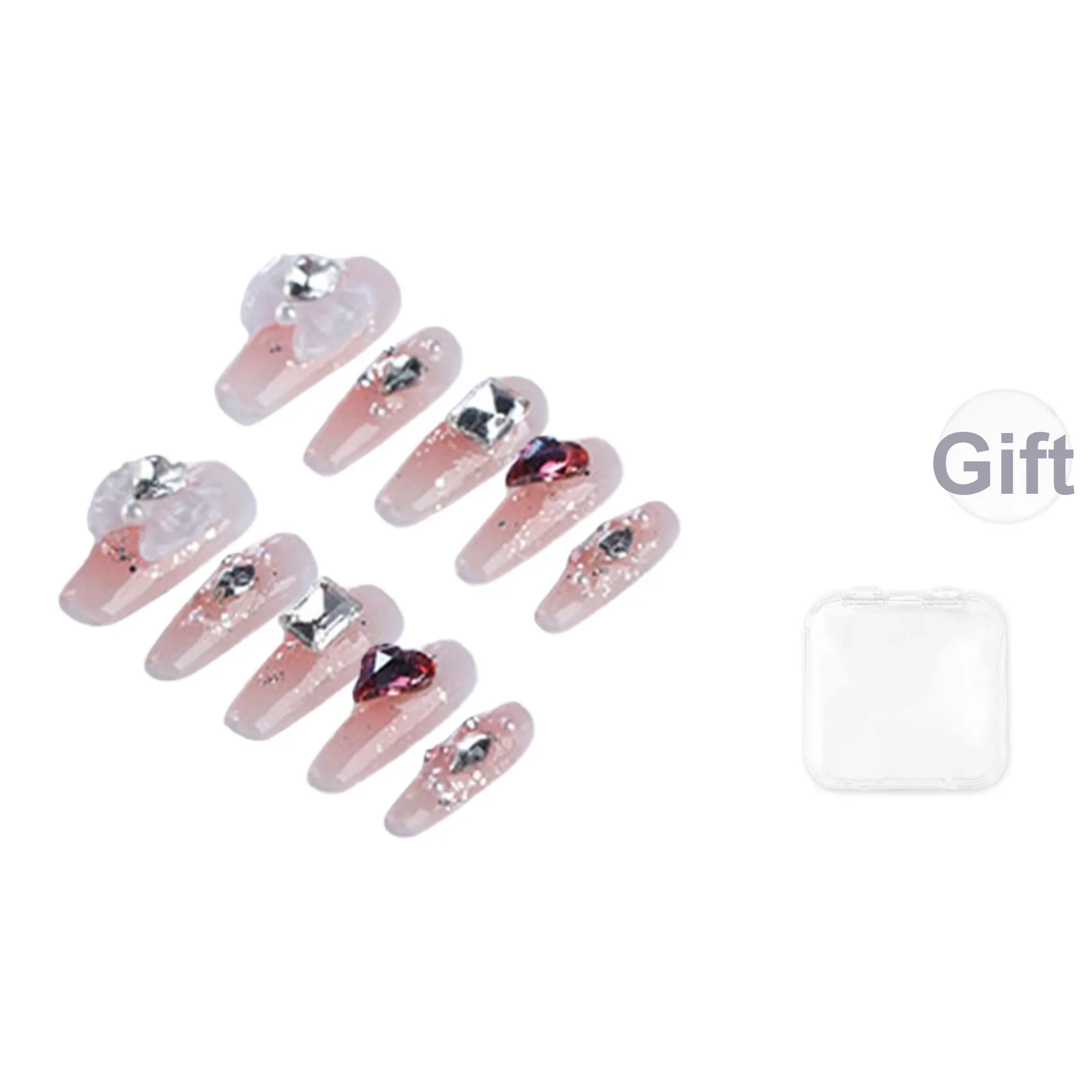 Fanze Премиум Румяна Handcrafted False Nail Миндаль Длинный Розовый Смудж 30MM