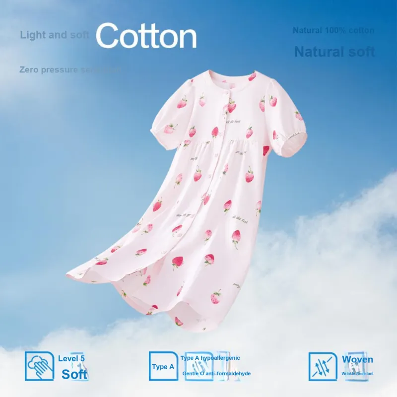 Red Beans At Home Nightgown Women's Strawberry Pink-2